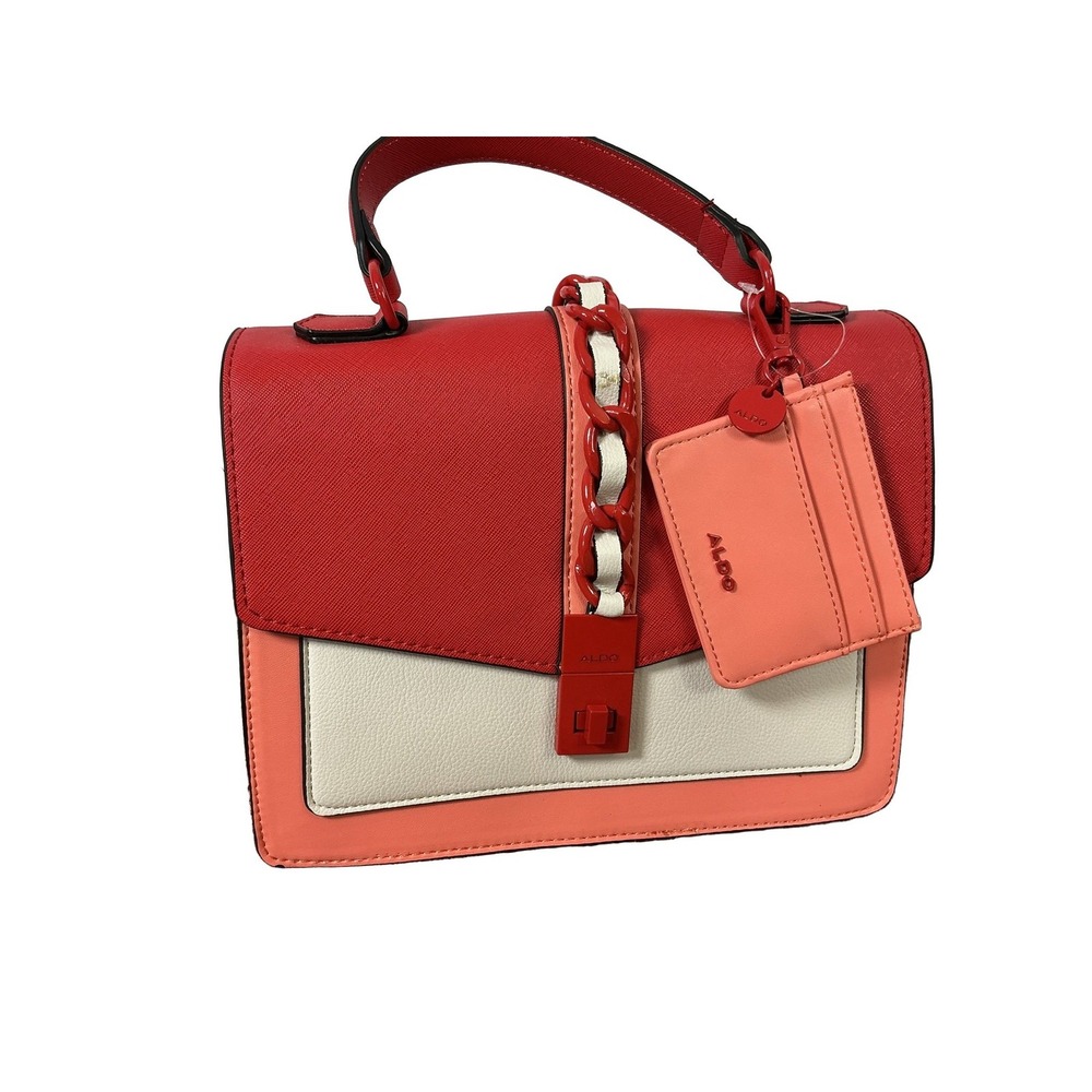 ALDO JENNOSSii Small Red White Coral Man Made Crossbody Handbag Clutch